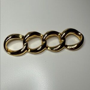 Vintage Gold tone Chain curb Link statement Brooch pin runway style
